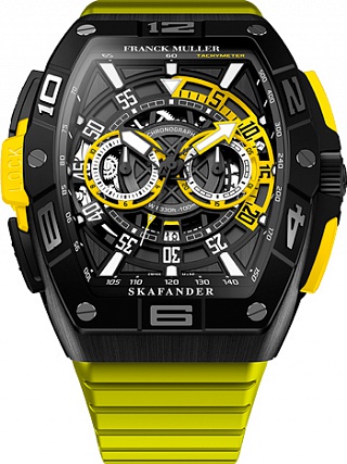 Review Franck Muller Replica SKF 46 DV CC DT TTNRBR TTNR YELLOW Skafander Chronograph watch - Click Image to Close